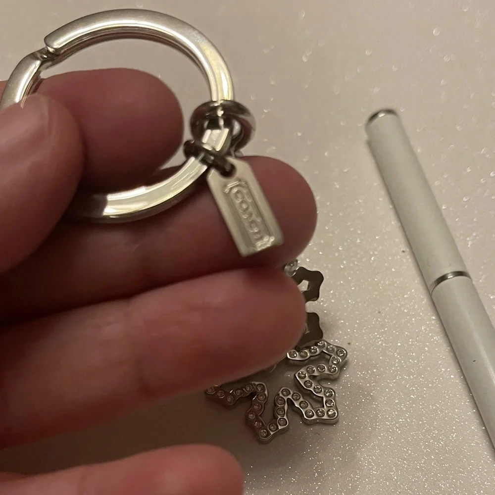 Coach Silver Snowflake Keychain and White Coach Pen - Picture 3 of 8